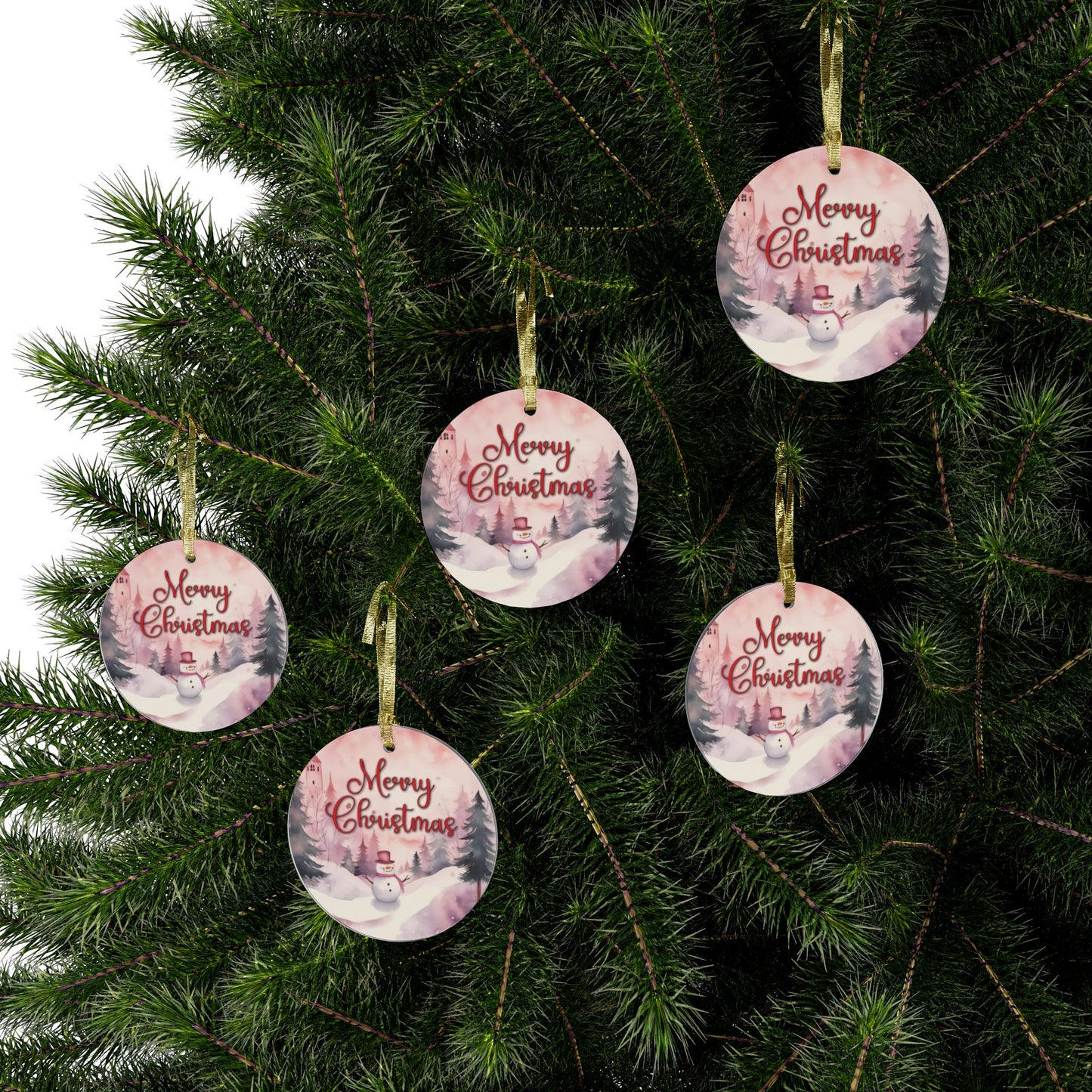 Acrylic Ornaments - Snowman Muted Colours Scene