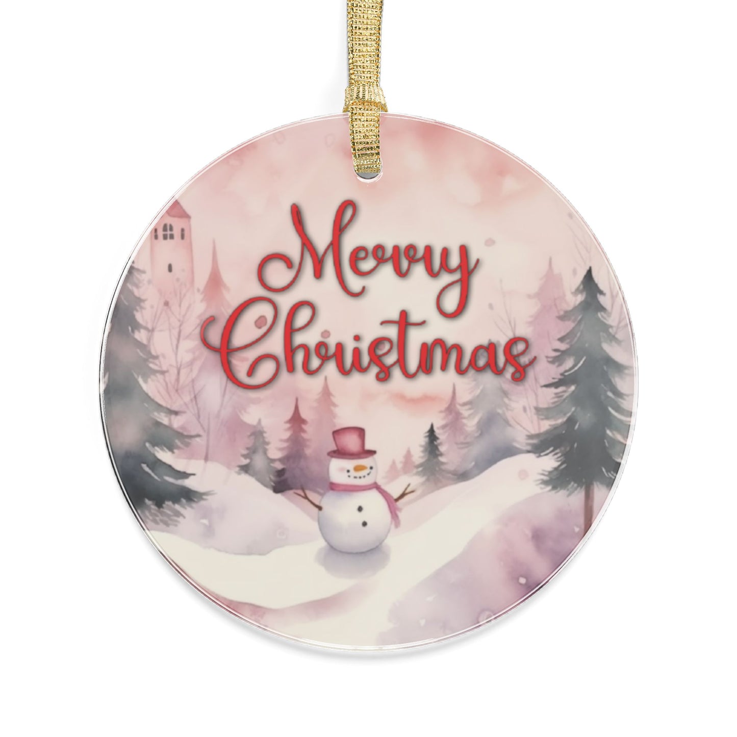 Acrylic Ornaments - Snowman Muted Colours Scene