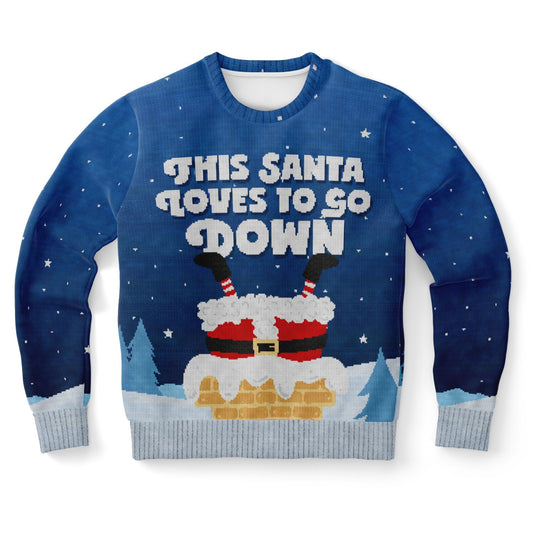 “This Santa Loves to Go Down” Funny Ugly Christmas Sweater