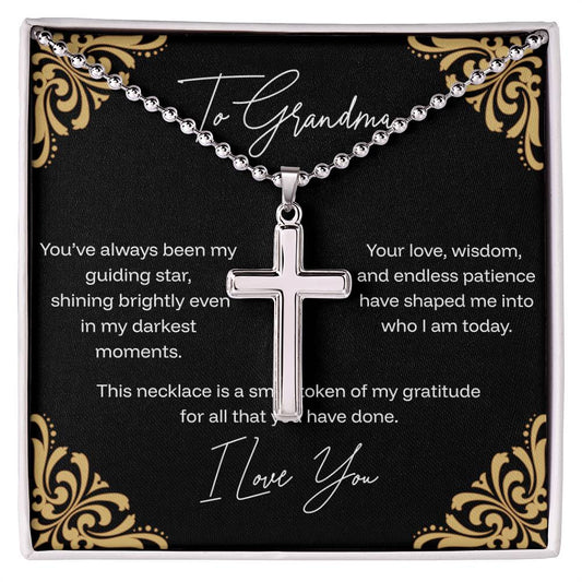 To Grandma - Guiding Star - Stainless Cross Necklace