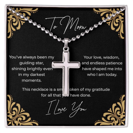 To Mom - Guiding Star - Stainless Cross Necklace