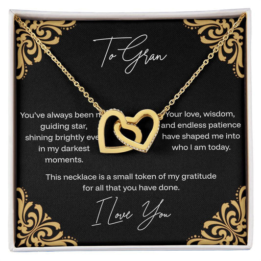 To Gran - Guiding Star - Interlocking Hearts Necklace