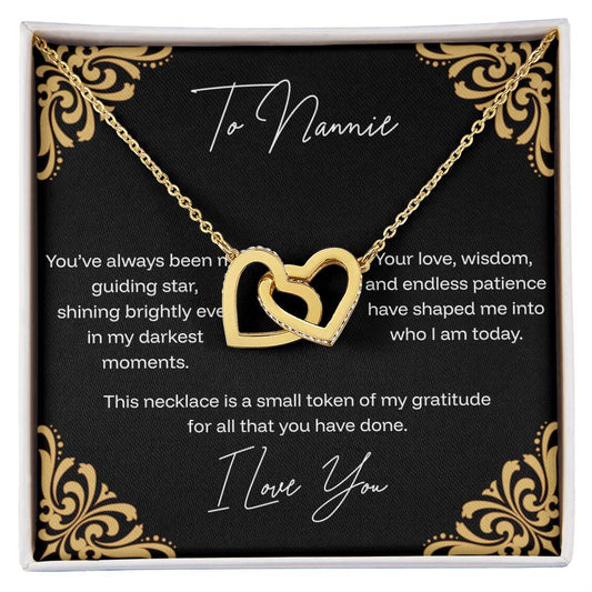 To Nannie - Guiding Star - Interlocking Hearts Necklace