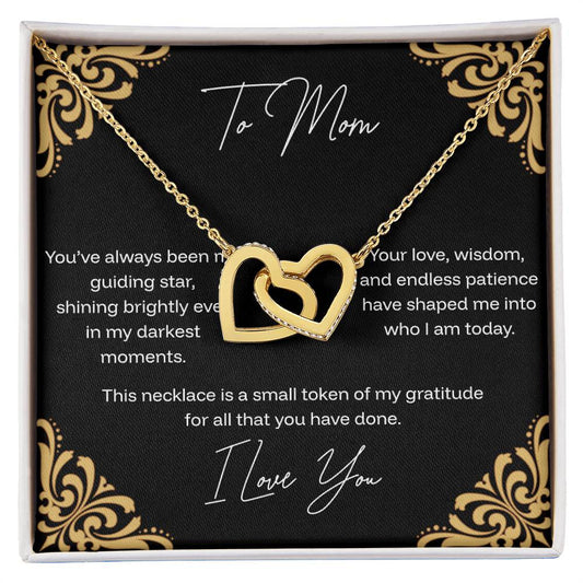 To Mom -  Guiding Star - Interlocking Hearts Necklace