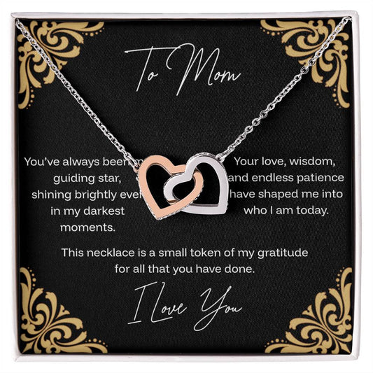 To Mom -  Guiding Star - Interlocking Hearts Necklace