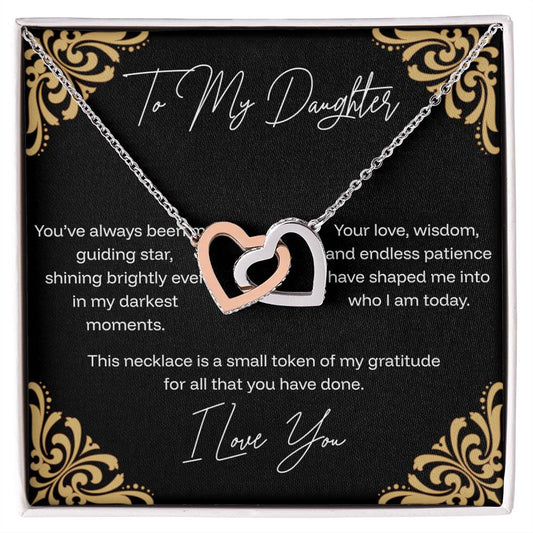 To Daughter - Guiding Star - Interlocking Hearts Necklace