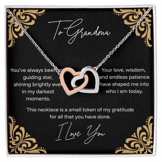 To Grandma - Guiding Star - Interlocking hearts Necklace