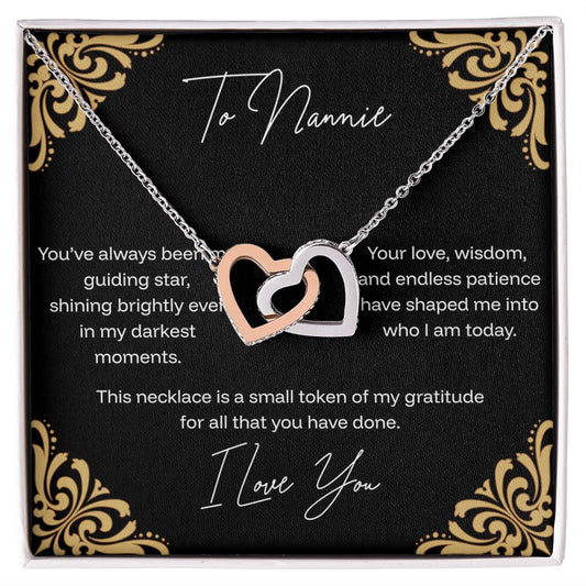 To Nannie - Guiding Star - Interlocking Hearts Necklace