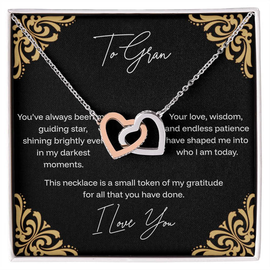 To Gran - Guiding Star - Interlocking Hearts Necklace